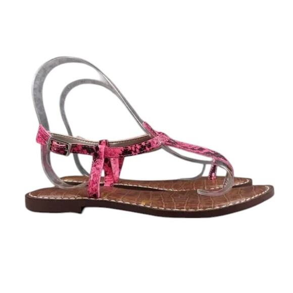 Sam Edelman Shoes Womens 5 Sandals Fashion Casual Snake Print Leather Pink Gigi - Picture 12 of 12